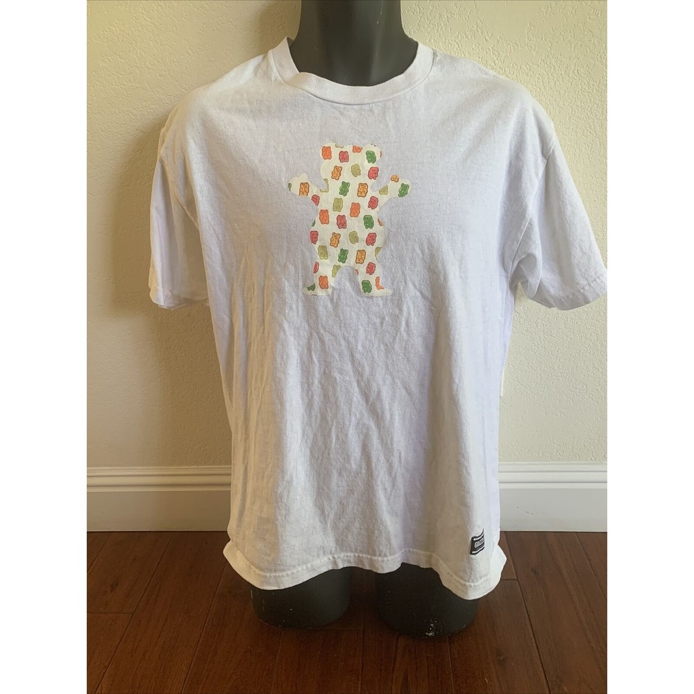 Grizzly Griptape T-Shirt Men's L White Gummy Bear Short Sleeve tee NEW!